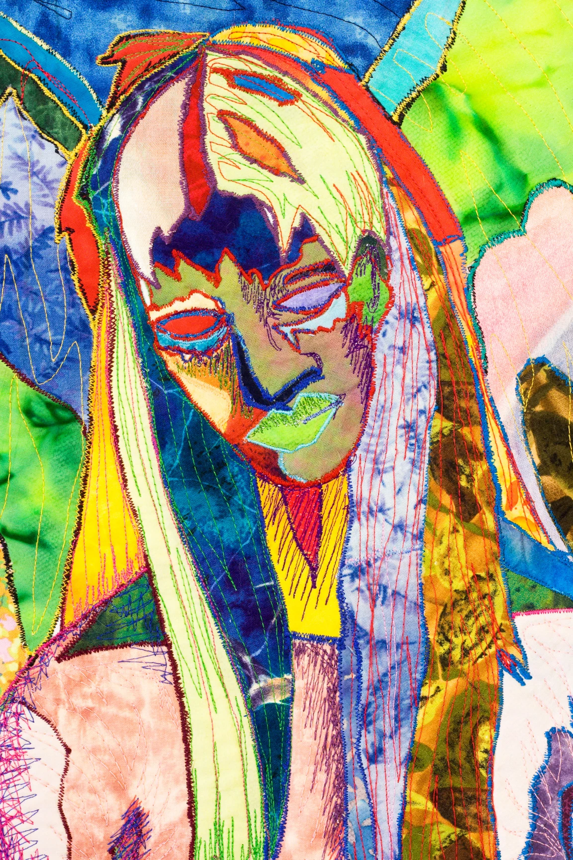 Expressive multicolour portrait painting